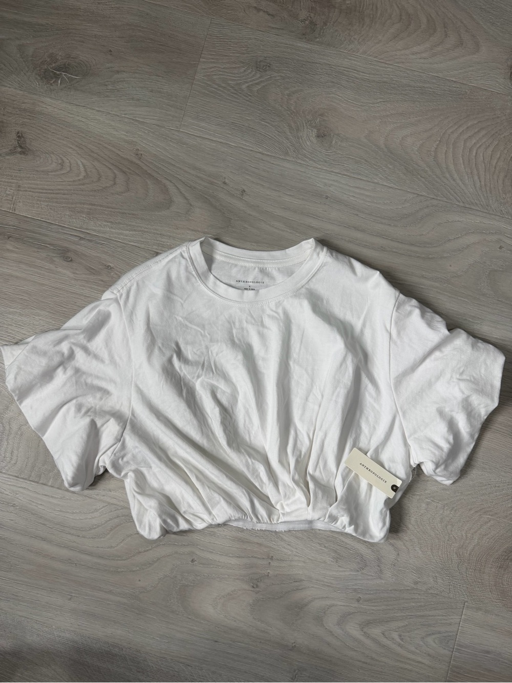 Anthropologie White Cropped Tee - Clean Crewneck